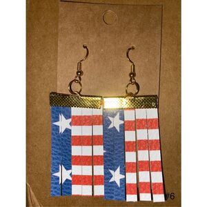 ☀️3/$9☀️ American Flag Inspired Tassel Earrings with Sterling Silver Hooks